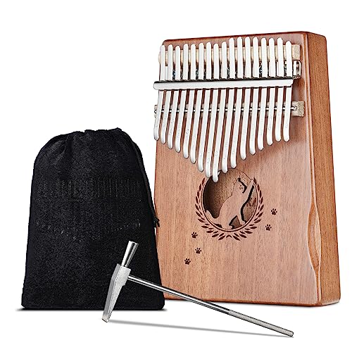 LEKATO Portable 17 KEY Kalimba, Solid Wood Thumb Piano Mbira Finger Piano Beginners C Key with Music Book, Tuning Hammer, Storage bag, Christmas Presents for Music Lovers