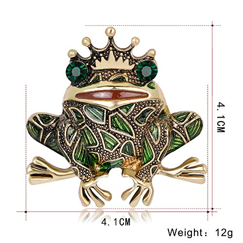 Vintage Big Metal Rhinestone Frog Brooch Enamel Green Crown Frog Brooch Pin Jewelry2