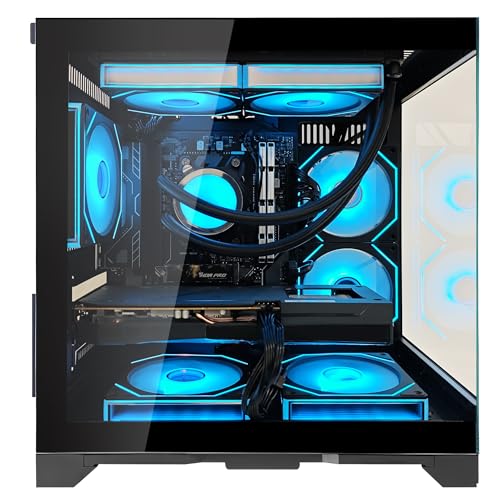 Image of Panorama Gaming PC, Desktop AMD Ryzen 5 9600X 6-Core 3.9GHz, RTX 5050 8GB, 32GB DDR5 RAM 6000MHz,1TB PCIe +1TB SATA SSD, WiFi&BT Prebuilt PC 650W PSU,Liquid Cooler,Windows 11