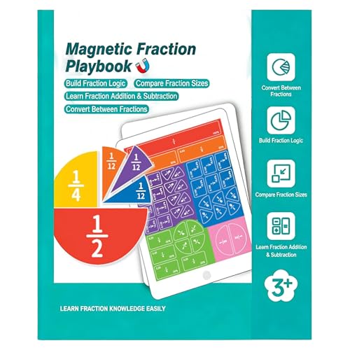 Magnetic Fraction Playbook 22x17.8 cm Brüche lernen mit Kreisen & Quadraten Mathematik Lernmaterial Bruchrechnen Lernhilfe für Homeschooling & Klassenzimmer