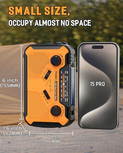 PRUNUS J-369 11100mWh Emergency Weather Radio, AA Batteries/Hand Crank/Solar/USB Charging, NOAA/AM/FM, LED Flashlight and Reading Lamp,SOS Alarm & Flashlight - Image 6