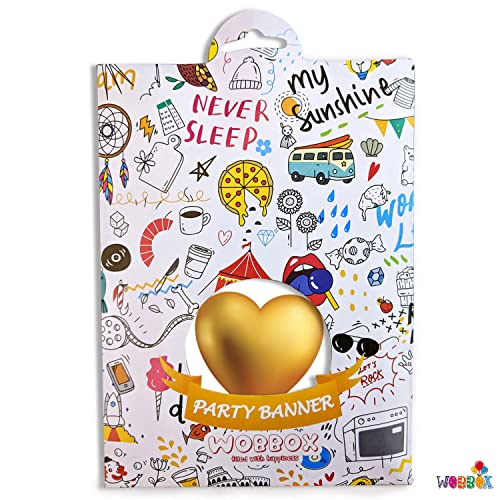 Image of Wobbox White & Golden Balloon Text inchFall In Love inch Bunting Banner for Anniversary, Pre-Wedding & Wedding, Love Banner for Decoretion