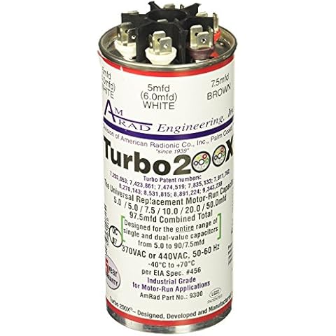 MARS - Motors & Armatures 12300 Turbo 200X 5-97.5 mfd 370/440V Round Universal Run Capacitor Cover