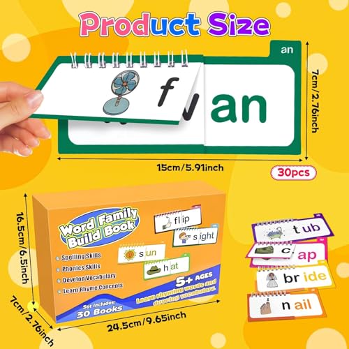 Image of 30 Browse Books for Reading and Nursery Rhyme, Phonetics Flash Cards, Browse Book Kit for Kids, Educational Card Game for Words Viewed, Interactive Learning (A, One Size)