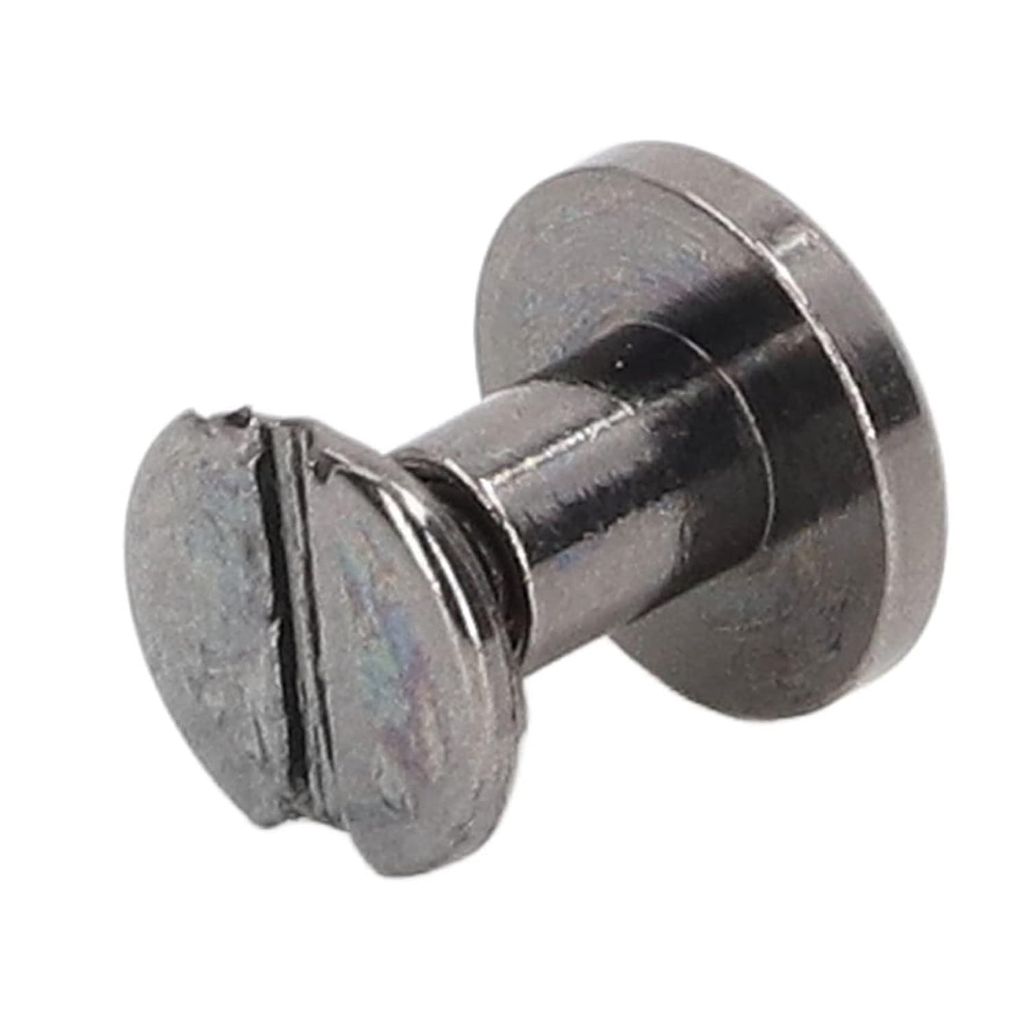 100 Sets Metal Chicago Binding Screws Electroplated Brass Arc Surface Round Flat Head Leather DIY Rivets Screws (9x6.5mm Silver Grey)