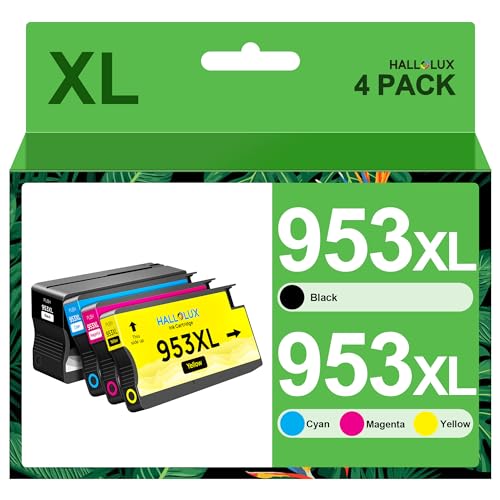 HALLOLUX 953XL 953 XL Cartouches d'encre Remplacement pour HP 953 XL pour HP Officejet Pro 8720 8730 7740 7730 7720 8718 8725 8715 8728 8218 8719 8740 8210 8216 8710 (Noir Cyan Magenta Jaune, 4 Pack)