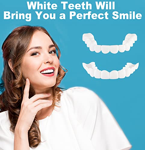 Fake Teeth, 2 Pcs Veneers Teeth For Women And Men, Dental Veneers For Temporary Tooth Repair Upper And Lower Jaw, Protect Your Teeth And Regain Confident Smile, Bright White-Lq3 #TOP3
