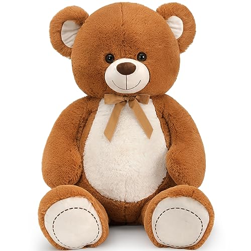 Tezituor 130BEAR DARK BROWN Big Teddy Bear 52", Fluffy Life Size Stuffed Bear 4.3Ft For Baby Shower, Giant Teddy Bear Plush Gift thumb #1