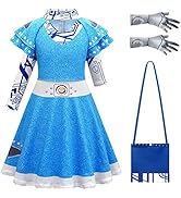 Zombies Alien Addiso Costume Cosplay Dress Up Outfit with Bag Gloves for Girls Kids Halloween