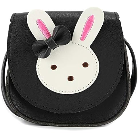 Ondeam Little Rabbit Ear Bow Crossbody Purse,PU Shoulder Handbag for Kids Girls Toddlers(Black) Cover