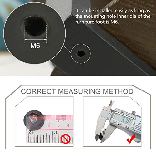 Sourcingmap M6 x 18 x 25mm Screw on Furniture Glide Leveling Feet Adjustable Leveler Floor Cover Protector for House Furniture Legs 12 Pack - Image 3