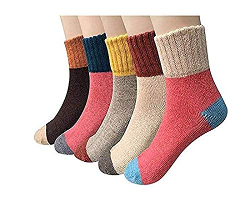 Aeoss Women's Soft Warm Wool Thick Winter Cold Weather Colour Matching Socks (Multicolour; Free Size) Any 5 Colour Will We Shiped