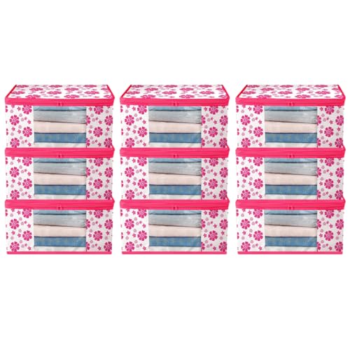 Ankit International Garments Cover Present Non Woven Saree Cover Storage Bags for Clothes Pack of 9