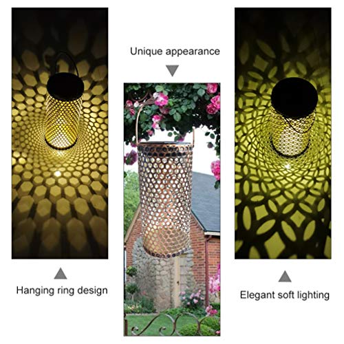 Hemoton Lanterna Movida a Energia Solar Lanterna Suspensa de Ferro Luzes Ocas Ao Ar Livre Luz Noturn
