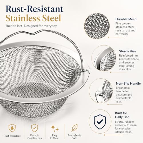 Colador de acero inoxidable para fregadero con asa antideslizante miniatura 5