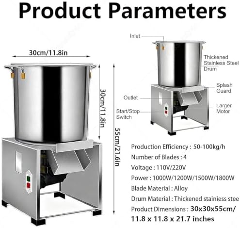 Heavy-Duty Stainless Steel Commercial Vegetable Slicer & Shredder - High Efficiency 1000W Cutter for Poultry & Animal Feed Processing