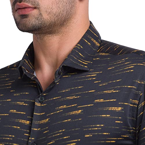 Image of Park Avenue Men's Pure Cotton Print Pattern Slim Fit Cut Away Collar Full Sleeve Casual Shirt