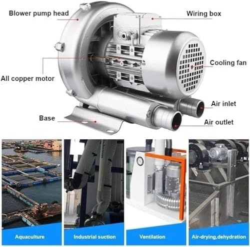 High-Pressure Regenerative Blower for Sewage Aeration & Aquariums, 220V 50Hz, 180W Aluminum Alloy, Powerful Vortex Ring, Ideal for Fish Ponds & Large Airflow Applications