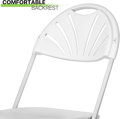 Miniatura 54 de Magshion Sillas plegables de plástico, paquete de 10 sillas de comedor plegables blancas para bodas, fiestas, eventos, exteriores, interiores, silla