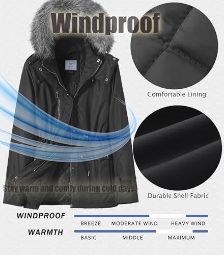 GGleaf Women's Quilted Winter Coat - Dark Grey Medium Puffer Jacket with Removable Hood for Ultimate Warmth and Style - Image 3