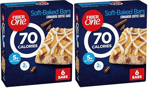 Image of Fiber One 70 Calorie Soft-Baked Bars, Cinnamon Coffee Cake, 6 Bars, 5.34 oz (Pack of 2)