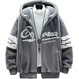 [unifiss] ボア ロゴ ブルゾン ジャケット フード アウター ジップ 暖かい 長袖 秋冬 メンズ レトロ パーカー シンプル オモシロ カジュアル トップス もこもこ あったか あったかい あたたかい ふわふわ まえあき フルジップ ストリート ハイキング ふぇす アウトドア用 ユニセックス 収納 防寒 アウター スリーシーズン オールシーズン グレー 4A-U09-GYXL