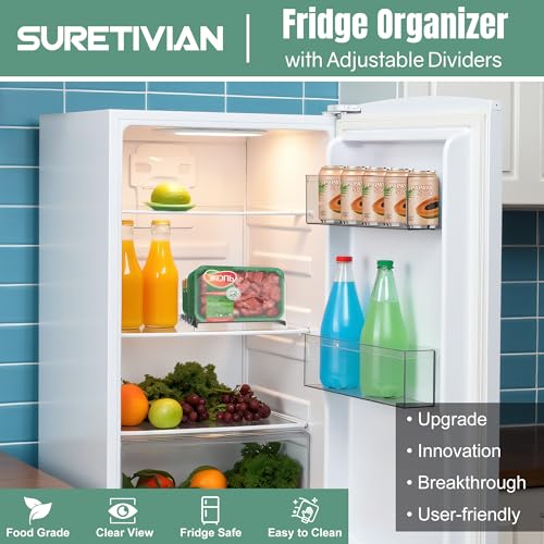 Freezer Organizer 12” Visible Fridge Organizer Rack with Removable Dividers and Handles, Freely Adjustable, Fits Refrige - Additional View