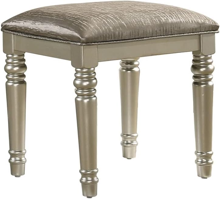 Avalon Furniture Kaleidoscope - Taburete de tocador MDF de madera dura de 195 pulgadas en plata platino