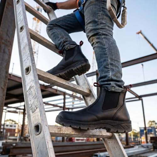 Image of SUREWAY Men's Slip On Fire & Safety Work Boots Composite /Soft Toe | Slip /Water Resistant,Puncture /Heat-Resistant,Fire Station Mechanic Work Boots