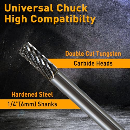 Image of Carbide Burr Set 1 /4 Shank w /Big Beech Holder Die Grinder Bits Drill Bits Grinding Bits for Metal Rotary Tool Attachment Accessories Rasp Weld Wood Stone for Milwaukee Dewalt (FO-6)