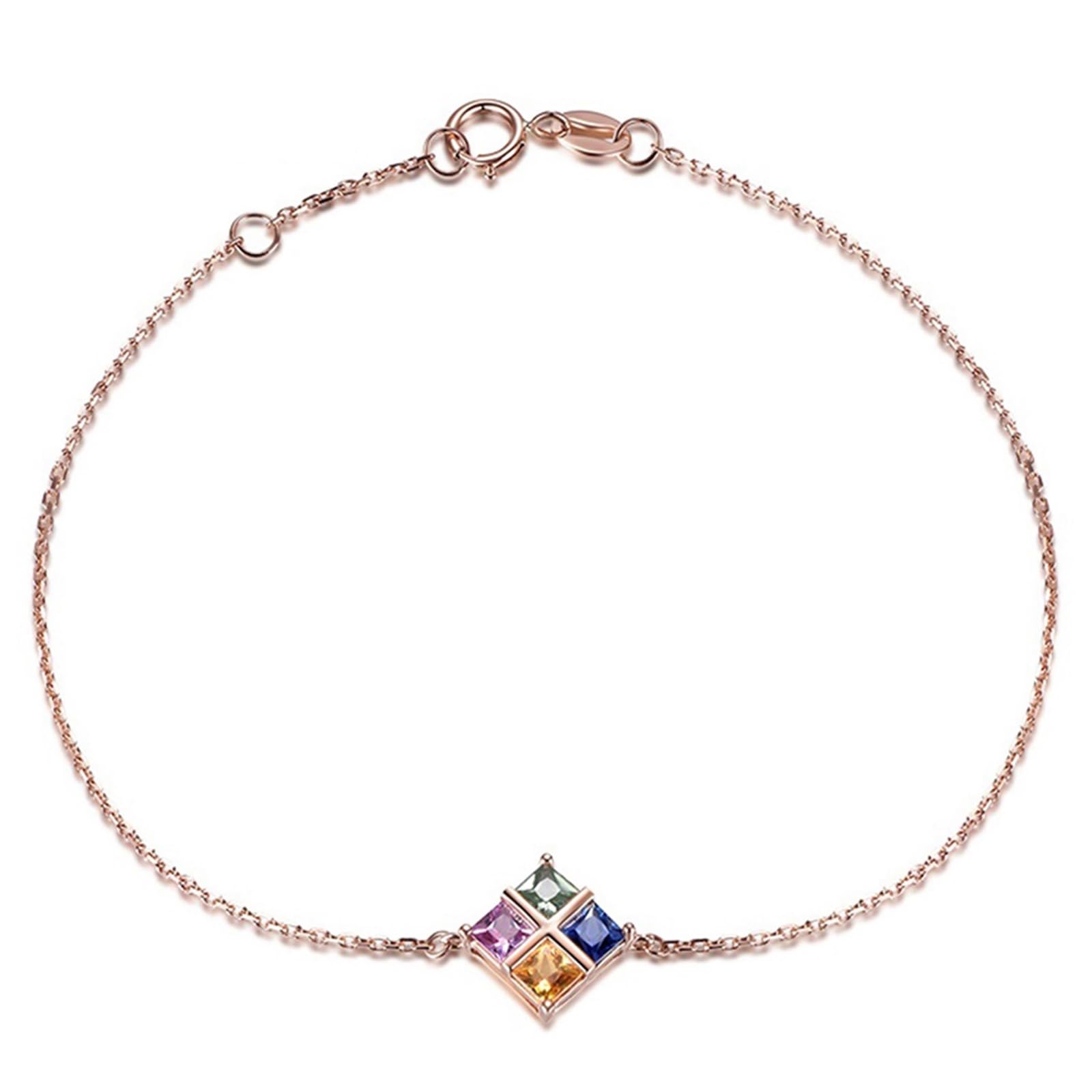 Bracciali Oro Rosa 750/585/375, Bracciale con Pietra Zaffiro 0.78ct 16-18 cm Estensione 4 cm, Braccialetto Donna Matrimonio