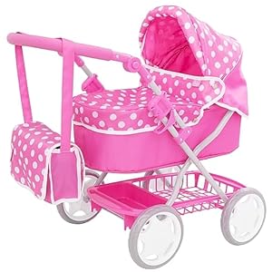 Dolly Tots Junior Puppenwagen Rosa Punkte
