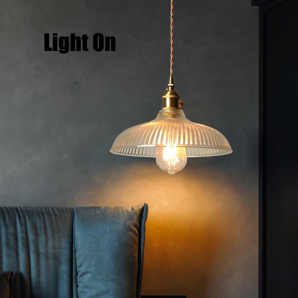 Nowoczesna lampa wisząca z przezroczystego szkła, w stylu vintage, idealna na wyspę kuchenną, stół jadalny, blat barowy lub wejście.