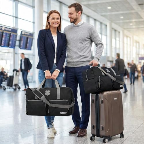 Image of Lucky 65L Travel Duffel Bag, Gym Bag and Duffle Bag for Men, Foldable Overnight Bag for Women & Men with Adjustable Shoulder Strap - Black