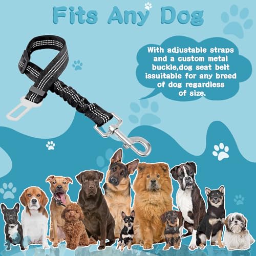 Mauepersu Hunde Sicherheitsgurt 2 Stück, Anschnallgurt Hund Auto mit reflektierendem elastischem Nylon-Bungee, Hunde sicherheitsgurt für alle Hunderassen und Auto Sitze Trunk