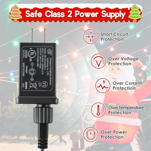 Image of 4 Pack 29V 13W Class 2 Power Supply, Christmas Tree Light Adapter with 9.8Ft Extension Cord, IP44 Waterproof Low Voltage LED Transformer for Christmas String Lights,Holiday & Seasonal Inflatable Decor