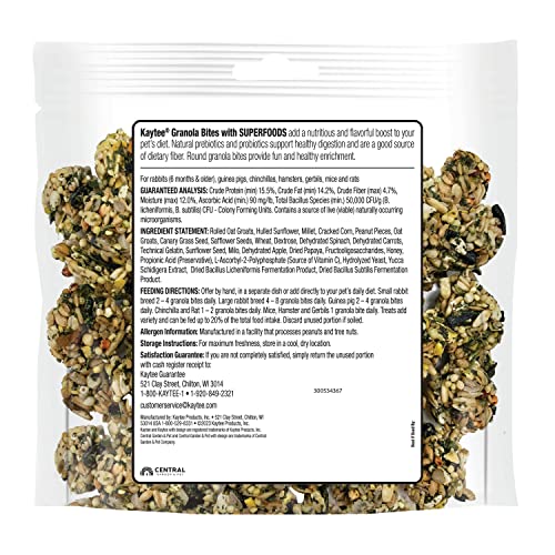 Kaytee Granola Bites with Superfoods Spinach and Carrot for Rats, Mice, Hamsters, Gerbils, Rabbits, Guinea Pigs and Chinchillas, 4.5oz - Image 5