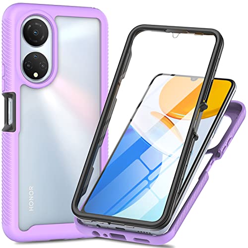 Cover per Honor X7 Custodia Antiurto 360 Gradi Protezione Dello Schermo Incorporata Full Body Rugged Trasparente Military Armour Case - Viola Chiaro