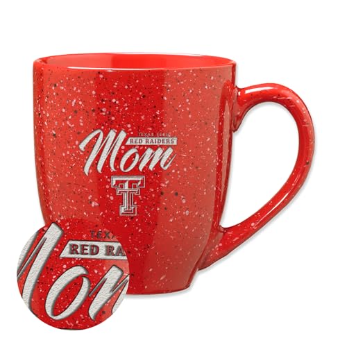 Rico Industries NCAA Texas Tech Red Raiders Mom 16 oz Team Color Laser Engraved Speckled Ceramic Coffee Mug