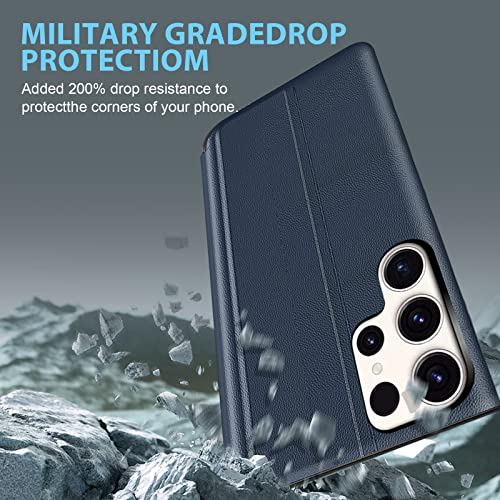 Coque Samsung S23 Ultra Cuir Bleu avec Support Rotatif 360 - 6