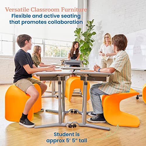 Image of ECR4Kids Wave Seat Perch Stool, 18in - 19.6in Seat Height, Flexible Seating, Orange