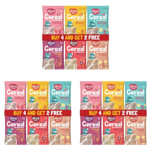 Image of Slurrp Farm No Added Sugar, No Salt Multigrain Cereals Trial Pack Combo | Goodness of Millets - Ragi, Jowar, Oats | Healthy Food for Kids | Real Fruits, 300g (50g*6) (Pack of 3)