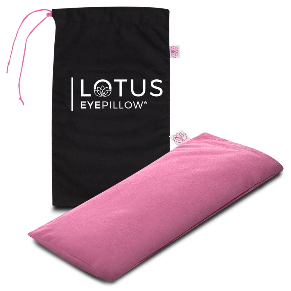Lotus Weighted Lavender Eye Pillow – Pink Eye Mask for Sleep & Meditation – Aromatherapy Yoga Pillow with Flaxseed – Hot or Cold Compress for Headache & Eye Relief