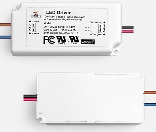 Miniatura 1 de Ironsmith Lighting Products Controlador LED con transformador de atenuación Triac, entrada de CA eficiente de 120 voltios, convertible, 12 voltios