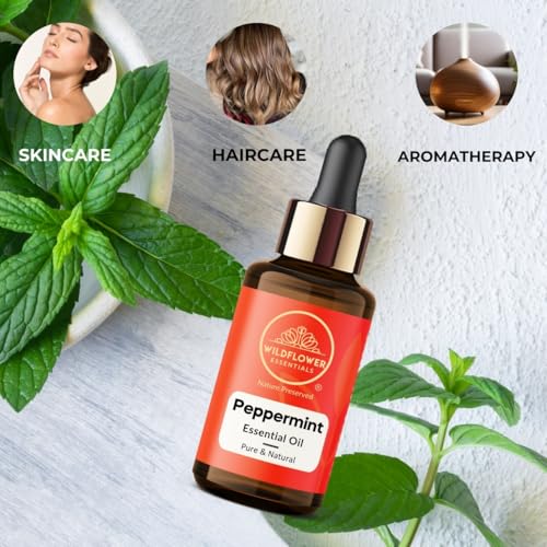 Image of Peppermint Essential Oil Undiluted Pure and Natural Therapeutic grade for Steaming, Hair, Skin, Face & Diffuser (30 ML)