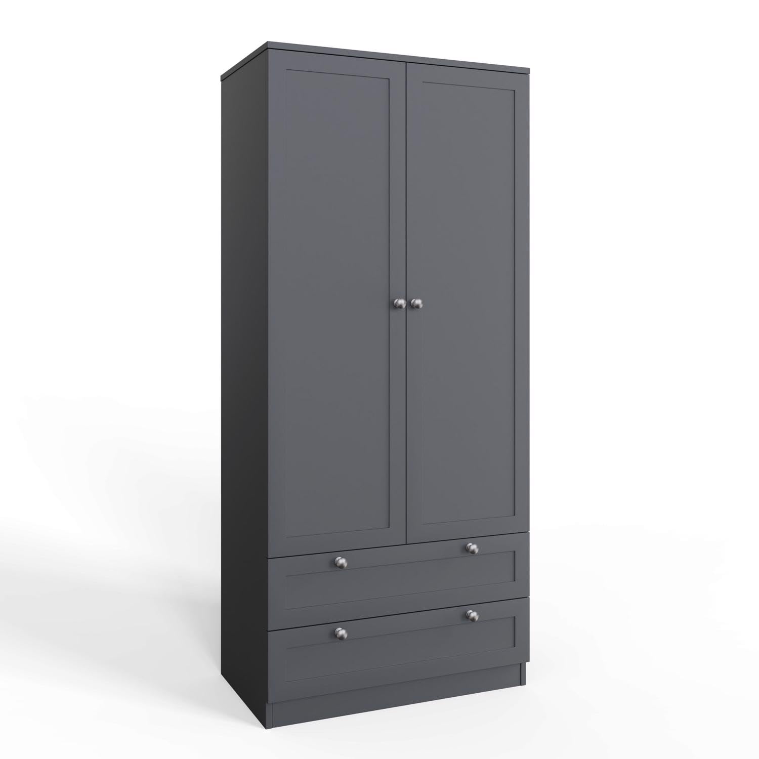 FWStyle Matt Grey 2 Door 2 Drawer Combination Wardrobe - H180.5 X W80 X D50cm