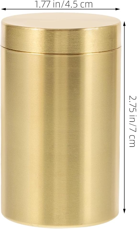 Brass Tea Canister Tea Leaf Jar - Coffee Bean Container Small Portable Storage Container for Coffee Nuts, 1.77X1.77X2.75in