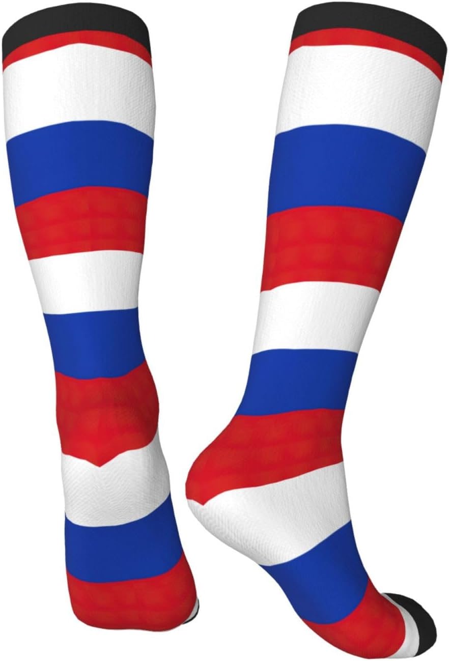 Russian Flag Print Adult Socks, Elastic Stretch Socks,Soft Breathable For Daily Sports Casual Wear