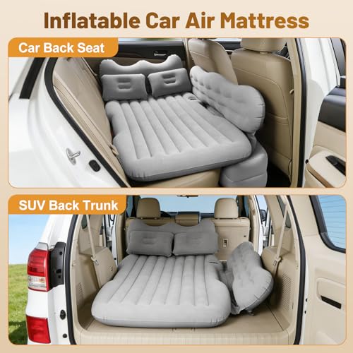Image of Onirii Inflatable Car Air Mattress Bed | Inflatable SUV Camping Sleeping Pad for Truck Back Seat,Blow Up Backseat Car Mattress with Air Pump for Van Rear Seat