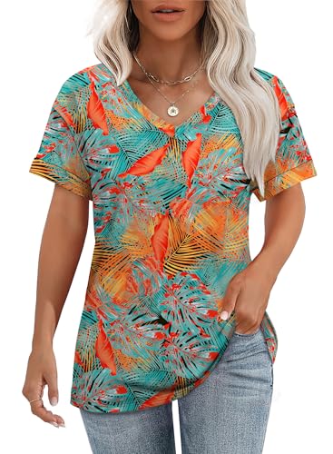 WEESO Womens T Shirts Short Sleeve Summer Tops Cute V Neck Casual Blouses2